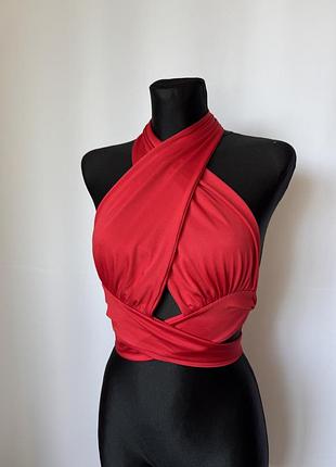 Fashionnova красный топ перекрест перехрест топик на щзавязках длинные хвосты можно носить разными способами кроп топ топик