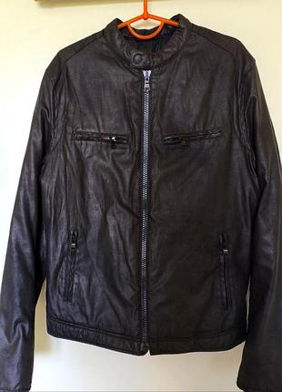 Куртка чоловіча a|x armani exchange чорна s/p з екошкіри демісезонна