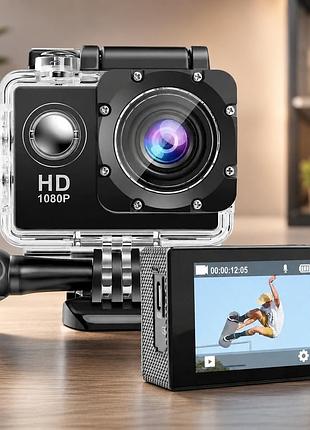 Екшн камера a7 fullhd, спортивна, вологозахист, з кріпленням 1080p microsd
