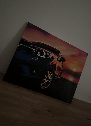 Картина “автомобіль на заході сонця” 🎨🚗
