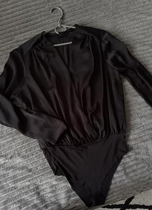 Боді zara чорне з довгим рукавом, розмір s