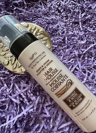 Преміальний професійний мус для волосся salon professional hair by dead sea collection coconut & biotin hair mousse, 220 мл