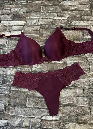 Комплект білизни victoria's secret люкс серія dream angels оригінал  бюстгальтер з пуш апом 34б 75б трусики стринги с