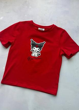 Кроп-футболка на девочку хлопковая kuromi hello kitty от primark, р.158 см (12-13 лет)