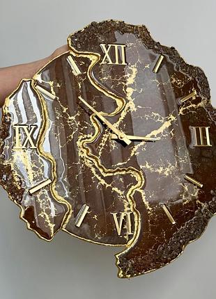 Годинник об'ємний настінний з епоксидної смоли "пелюстки" 40x30 см