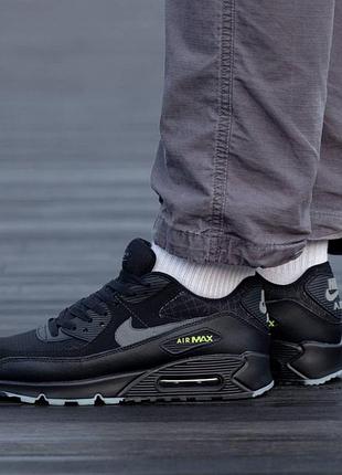 Чоловічі кросівки nike air max 90 black\grey\green / smb+ 🔗