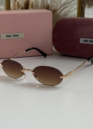 Солнцезащитные очки женские miu овалы коричневые