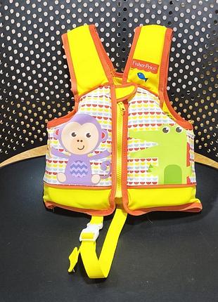 Дитячий плавальний жилет fisher-price (модель bestwaу) яскраво-жовтого кольору з помаранчевим оздобленням на 11-18 кг