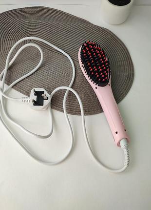 Расческа выпрямитель fast hair straightener розовая