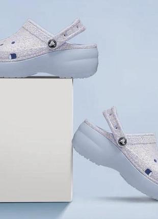 Жіночі крокси crocs platform irid glitter clog prm
