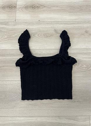 Чорний  трикотажний топ від zara,розмір s