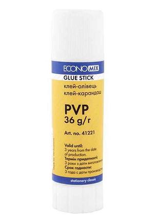 Клей-карандаш основа pvp, 36г тм economix