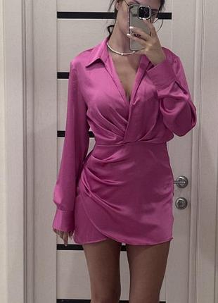 Сатиновое платье zara m