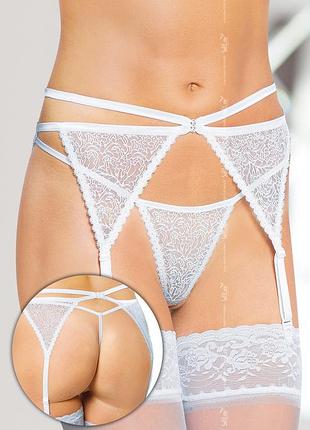Пояс для панчіх - garterbelt 3318, white - s/m sexstyle