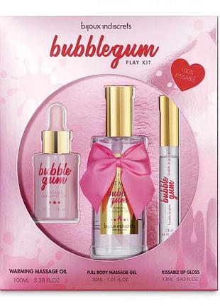 Набір bijoux bubblegum (масажна олія, масажний гель, блиск на губ) з ароматом жувальної гумки sexstyle
