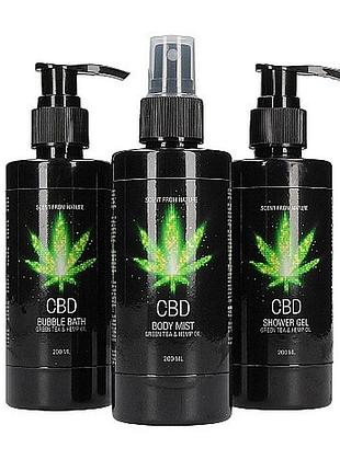 Набір для ванни і душу cbd care set-green tea & hemp oil ( 3 предмета ) sexstyle