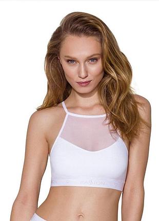 Спортивний топ з прозорою вставкою passion ps006 top m, white sexstyle