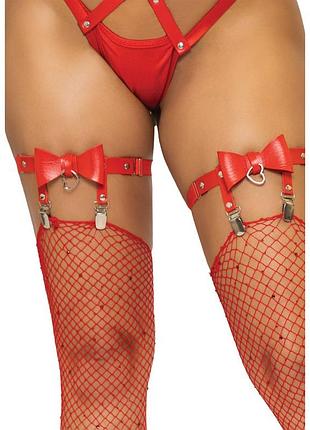 Подвязки для чулок street chic leg avenue, с бантиком и подвеской, красные, one size sexstyle