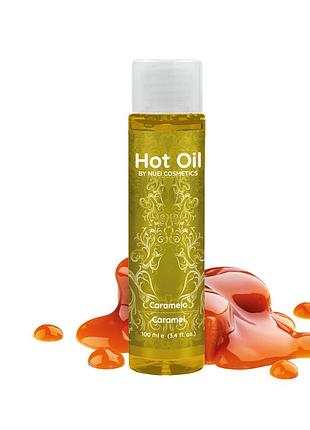 Зігріваюча їстівна масажна олія зі смаком карамелі hot oil, 100 мл nuei (іспанія) sexstyle