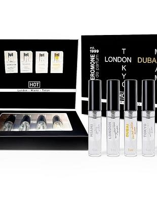 Набір парфумів для чоловіків з феромонами hot lmtd pheromone perfume мen, 4x5 мл sexstyle