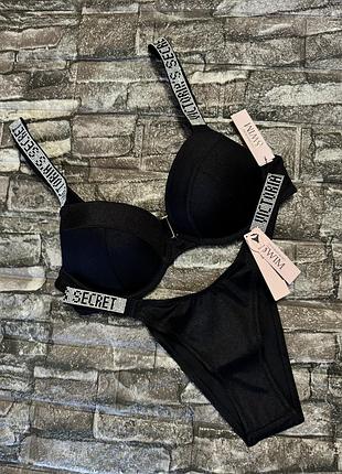 Купальник victoria's secret оригінал зі стразами бюстгальтер з пуш ап 34б наш 75б плавки бразильяни xs s