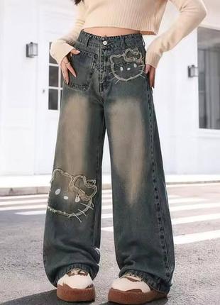 Широкі джинси hello kitty / y2k style