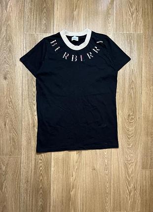 Футболка burberry чорна з вишитим логотипом xs-s