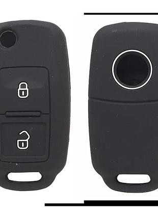 Силиконовый чехол на ключ 2 кнопки vw volkswagen golf passat polo caddy t5черный