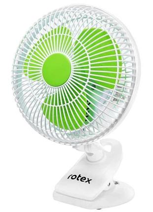 Настільний вентилятор rotex rat06-e лопатевий з прищіпкою 2 швидкості 2 режими роботи 25 вт салатовий з білим