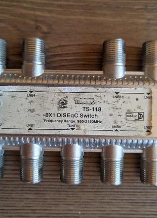Diseqc-перемикач (дисек) tiger ts-118 8x1 diseqc switch