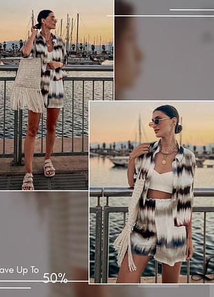 Легкий костюм в принт zara шорти сорочка віскоза