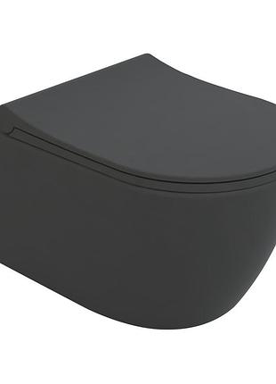 Cante rimless унитаз подвесной 51*35,5*33 см, сиденье duroplast slim slow-closing, de la antracita
