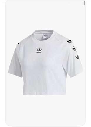 Укороченная женская спортивная футболка, кроп топ adidas originals repeat p s-m