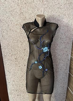 Платье туника с вышивкой в азиатском стиле vivienne tam