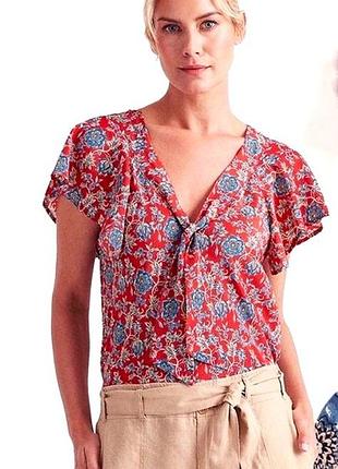 Стильна блузка ralph lauren  l/xl оригінал, квітковий принт, блуза з бантом, преміум