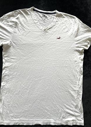 Оригінальна чоловіча біла футболка hollister (розмір m)