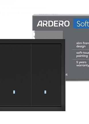 Выключатель 2-клавишный ardero ev112l-b soft 10а с подсветкой черный