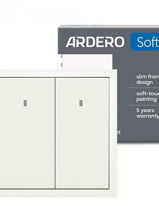 Выключатель 2-клавишный ardero ev112l-w soft 10а с подсветкой белый