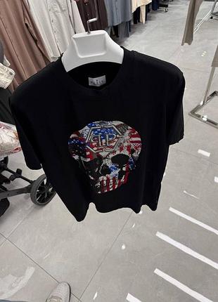 Чоловіча футболка philipp plein в чорному кольорі