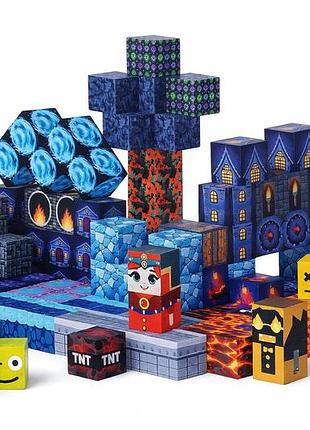 Магнитный конструктор синий замок magnetic building cubes blue architecture castle 150 шт