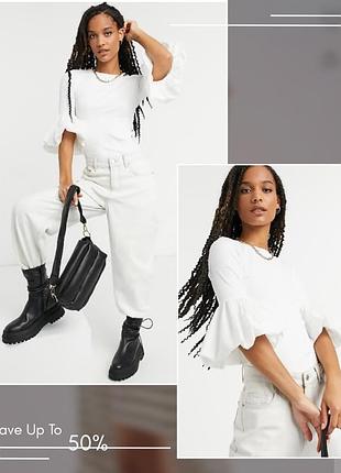 Стильний лонгслів river island в рубчик рукав буф баф кофта