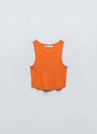 Топ помаранчевий в рубчик zara m