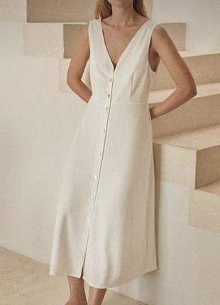 Сукня massimo dutti біла жіноча мінімалістична з ґудзиками