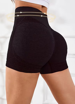 Ефект пуш-ап 🍑 черные спортивные шорты ufv 🏋️‍♀️ бесшовные фитнес велосипедки с высокой талией 🧘‍♀️ шорты для йоги медовые ягодицы утяжка