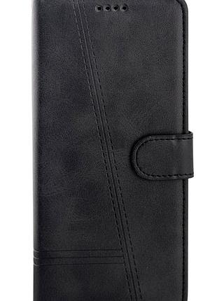Чехол книжка leather case для poco m4 pro 4g на магните с подставкой черный