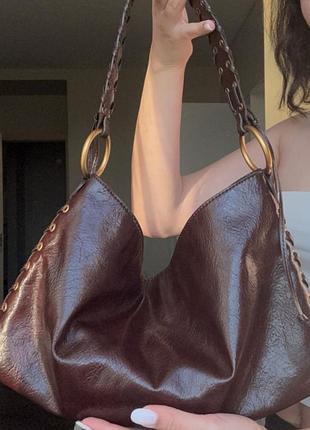 Сумка zara з вощаної шкіри