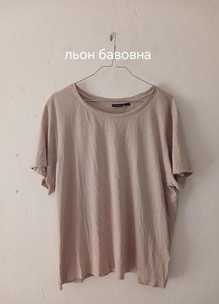 Нюдовая футболка с льном