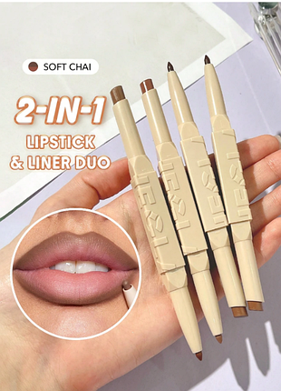 Помада та олівець sheglam glam 101 lipstick & liner duo - soft chai (6179)