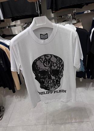 Чоловіча футболка philipp plein в білому кольорі