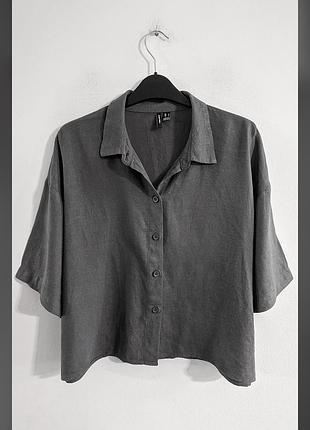 Рубашка со льном объемная укороченная vero moda